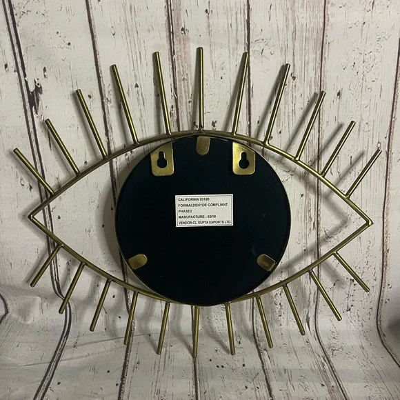 Brass Eye With Eyelashes Mirror Boho Decor Bohemian Home Wall Art Eye Shaped - Picture 3 of 6